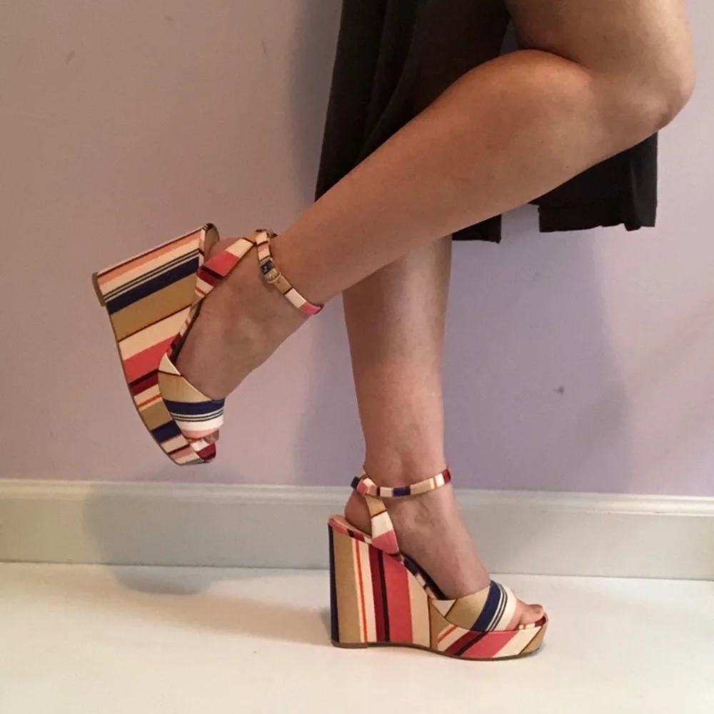 Kate Spade striped Dellie platform wedge sandals