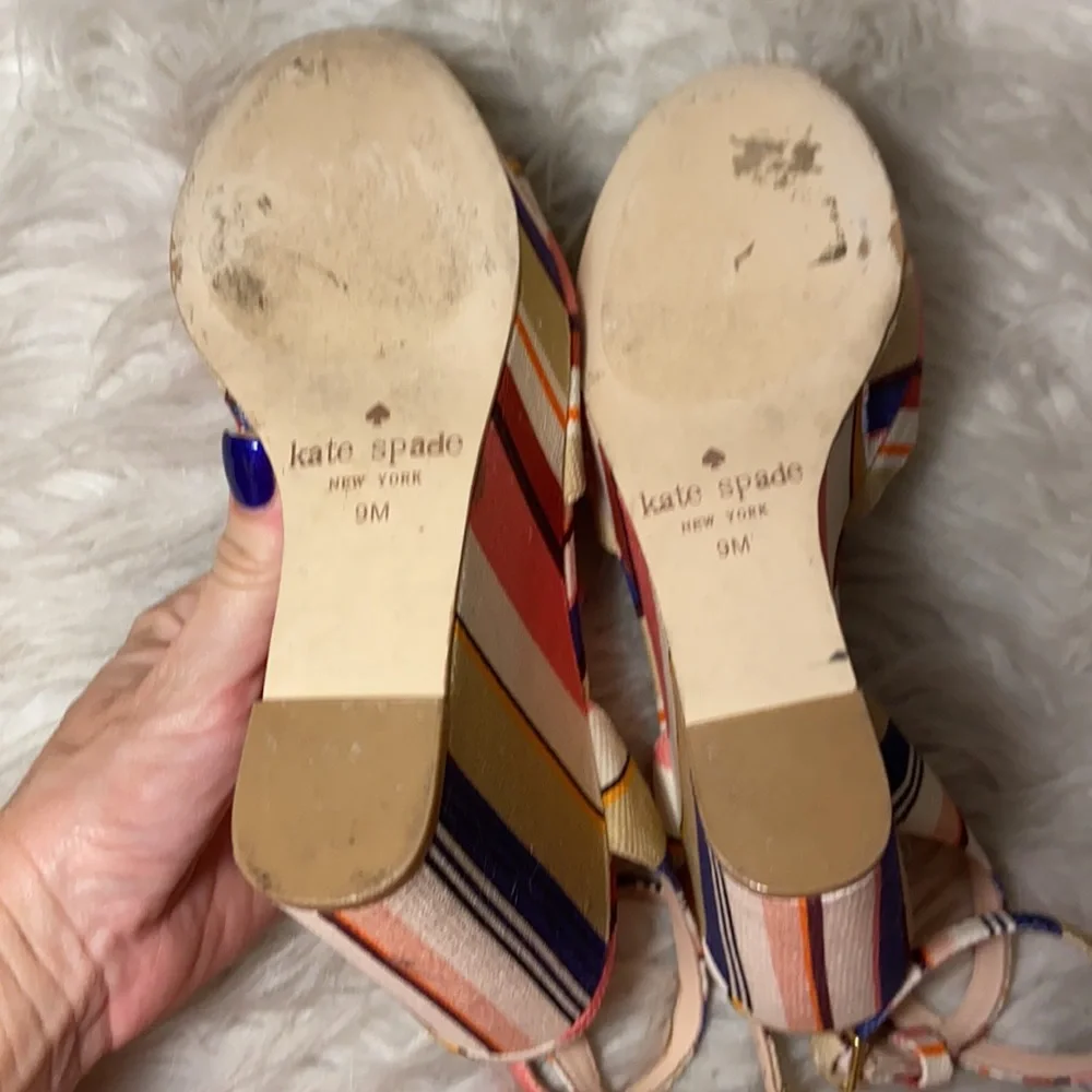 Kate Spade striped Dellie platform wedge sandals