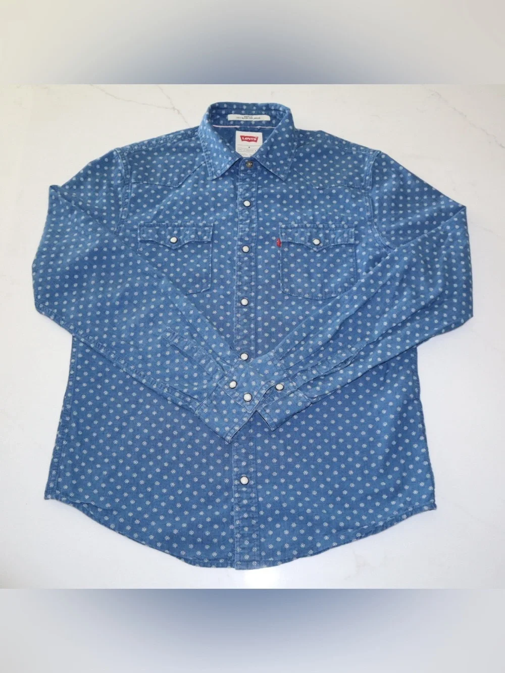 Levi's Blue Printed Denim Western Button-Down Shirt