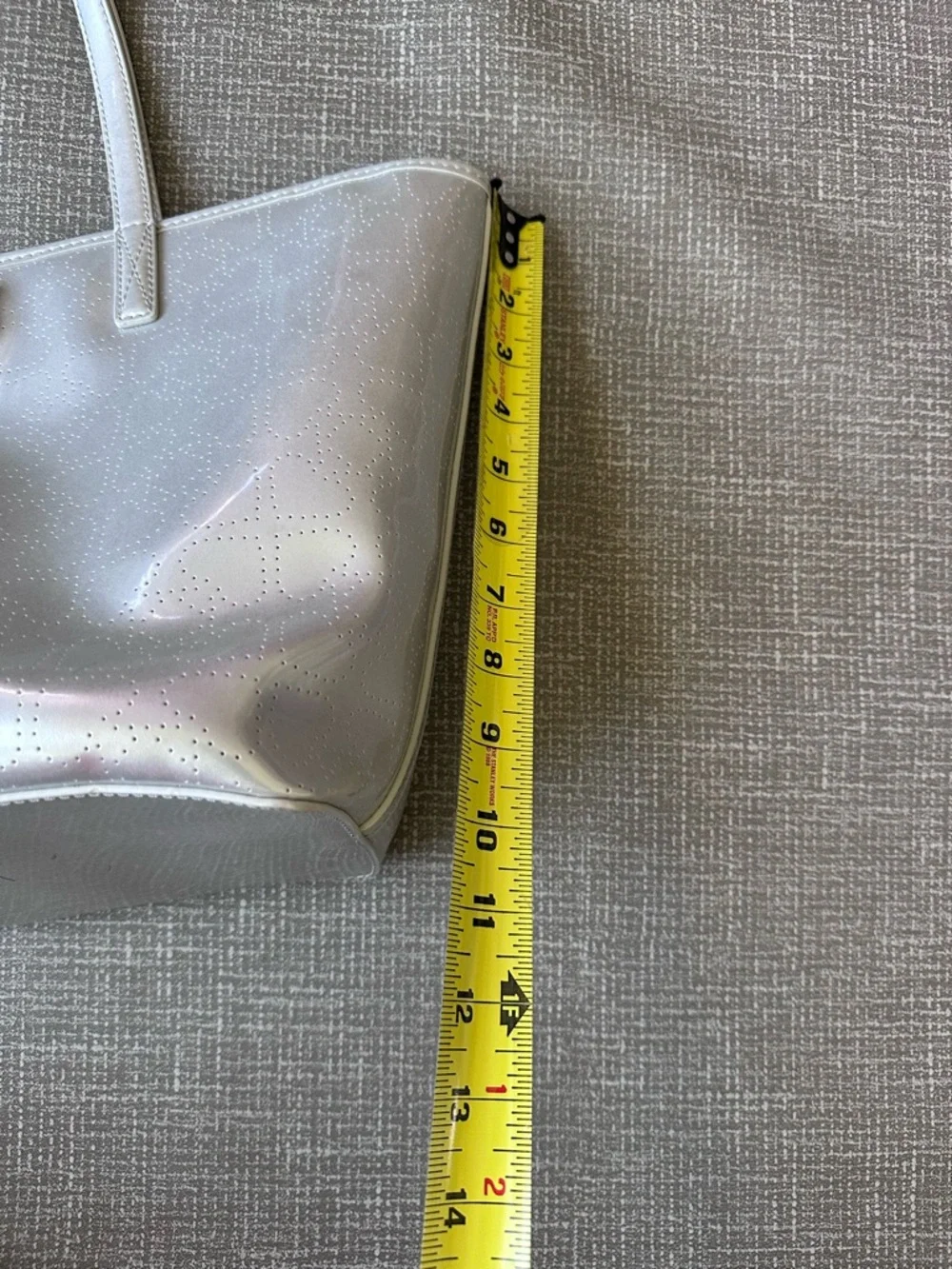 Kate Spade Harmony Metallic Silver Heart Perforated Tote Bag Shoulder Purse