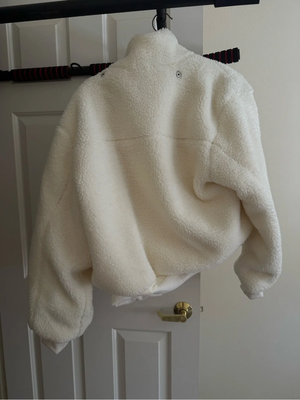 ALO Yoga White Sherpa Zip-Up Jacket