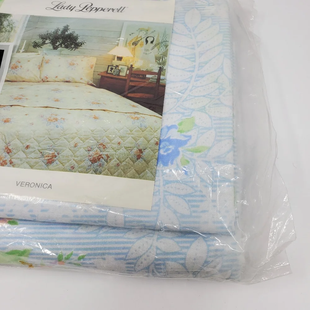 Vintage Lady Pepperell Veronica Full Size Flat sheet and pillow Case ONLY 3 Pc