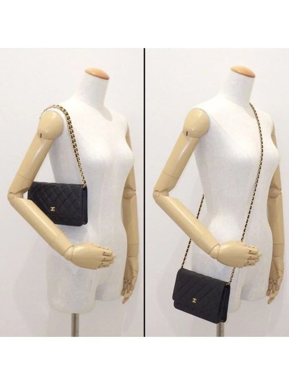 Chanel Shoulder Bag Quilted Classic Chain Wallet Onwards Black Lambskin