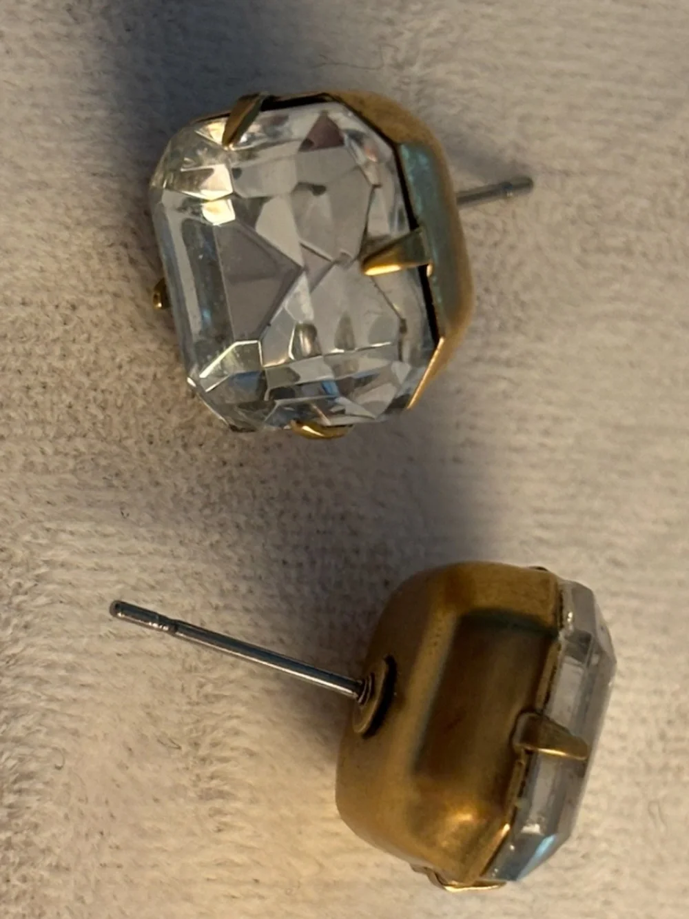 Kate Spade Clear Crystal Octagon Stud Earrings Gold Tone