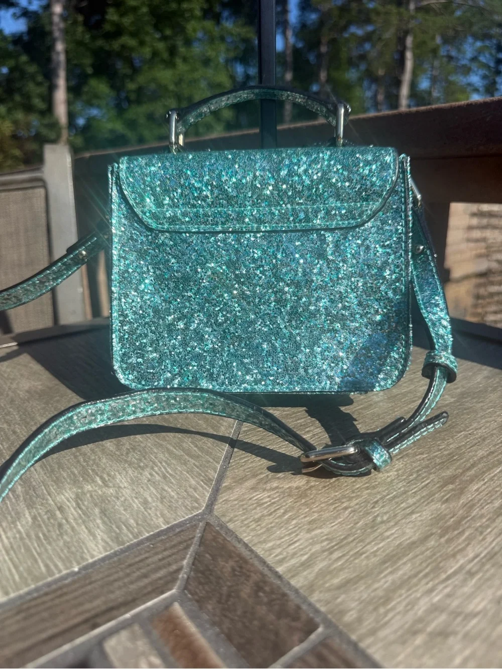 NWOT Kate Spade New York Glitter Turquoise Teal Scout Bag Crossbody