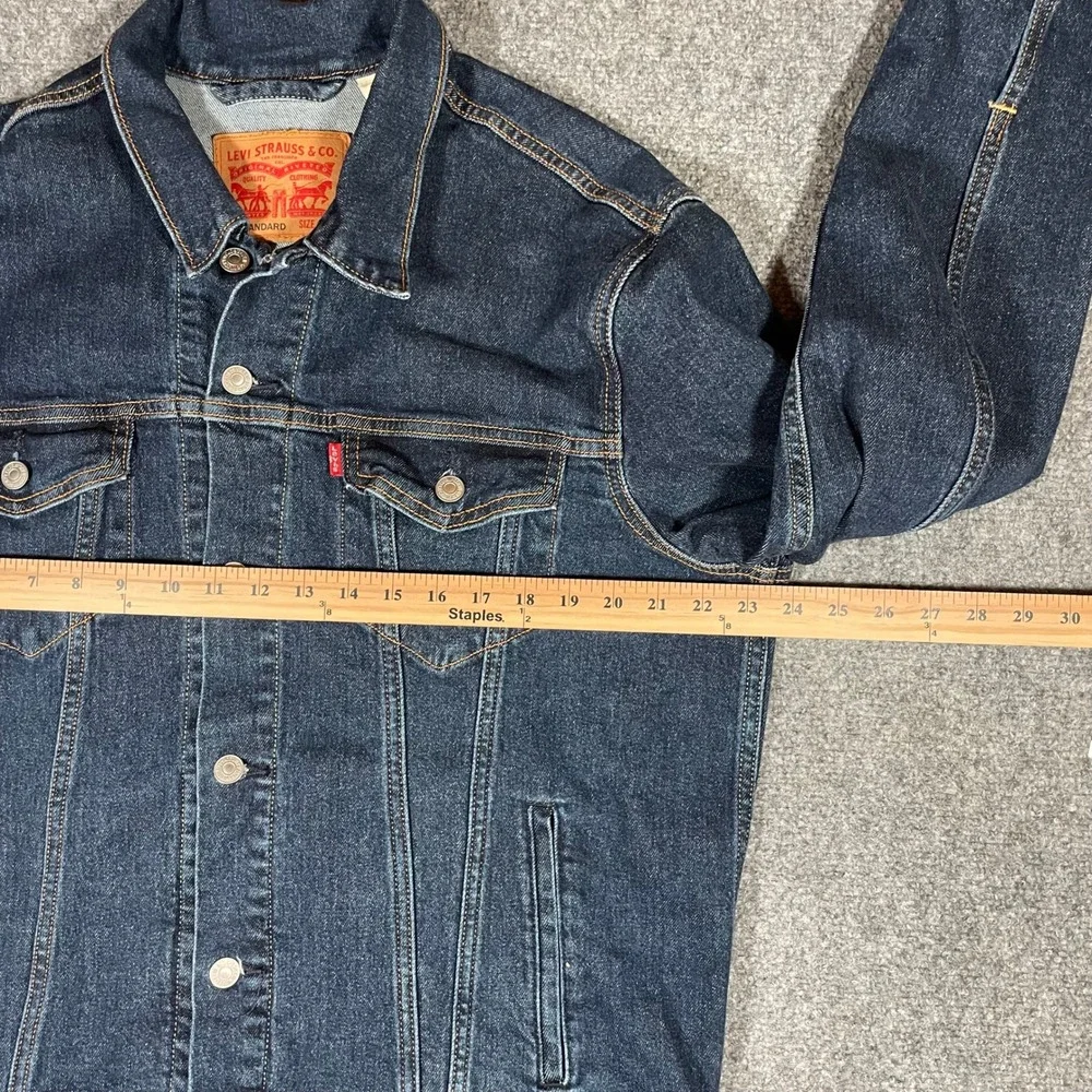 Levi's Denim Jacket Mens Large Dark Wash Blue Standard Trucker 72334-0762