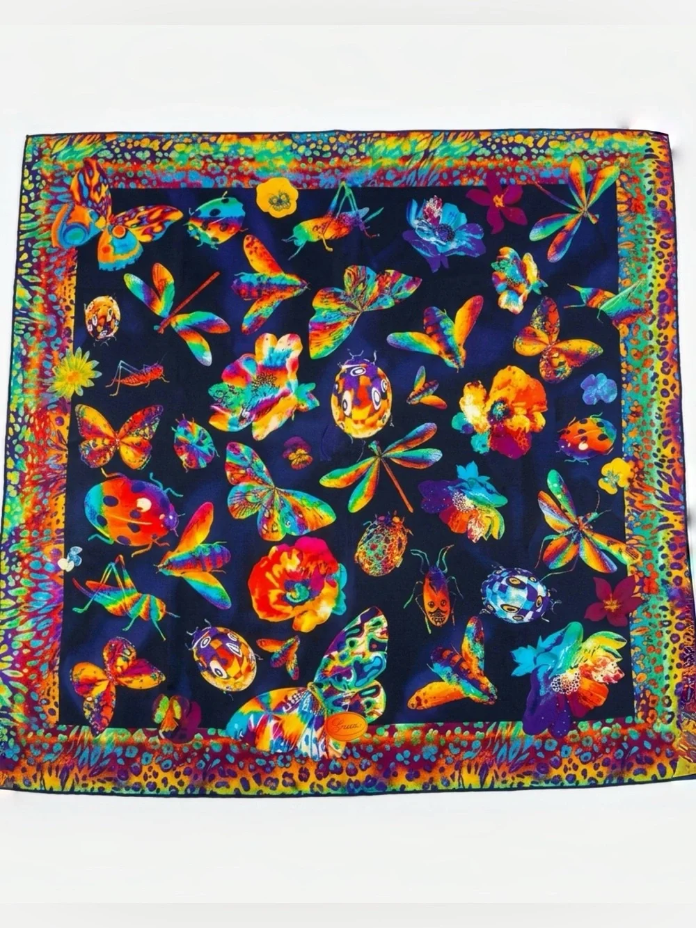 Vintage Gucci Silk Scarf – Butterfly & Floral Print