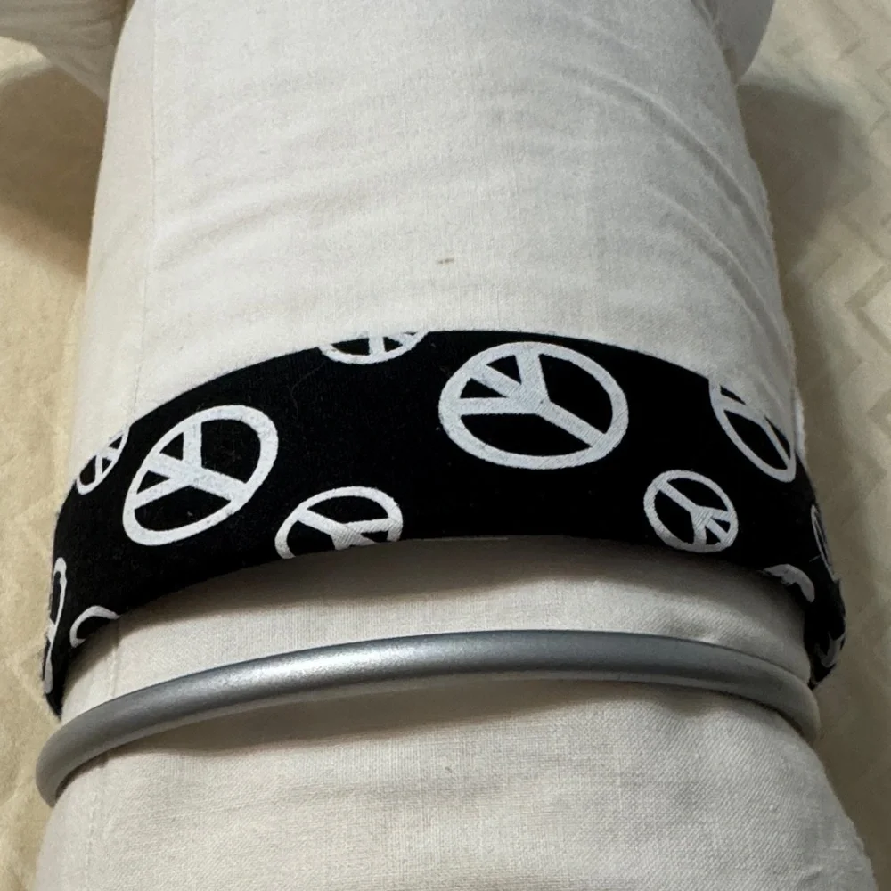 Peace Symbol Black and White fabric headband