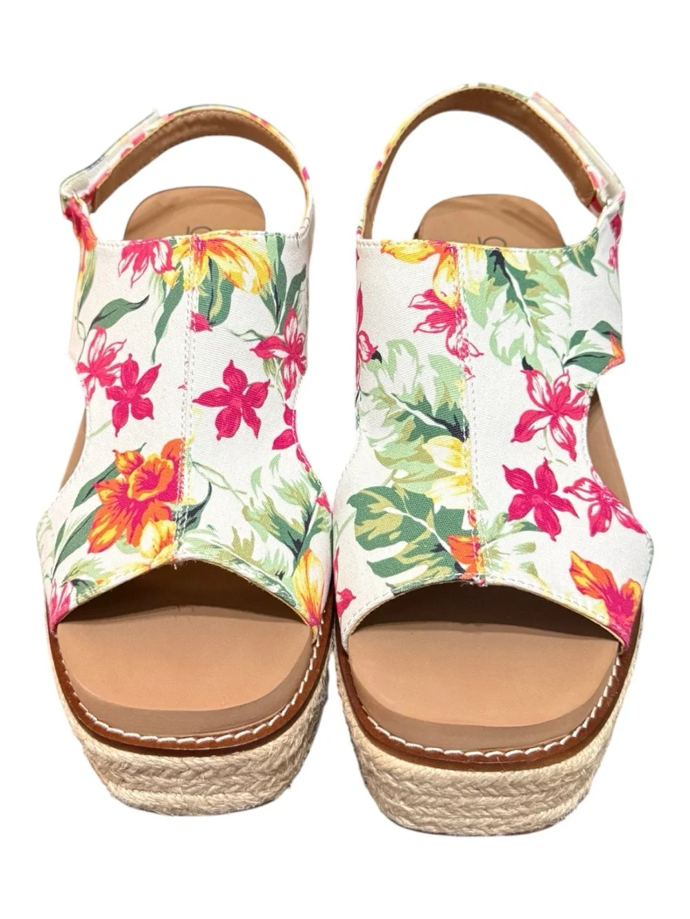 Corkys Freddy White Floral Platform Wedge Sandals Size 10 NIB