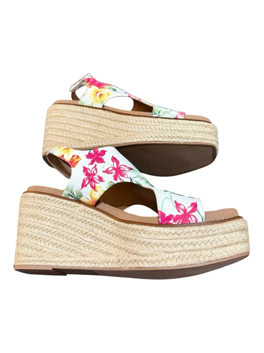 Corkys Freddy White Floral Platform Wedge Sandals Size 10 NIB