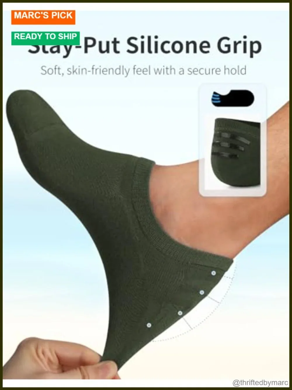 Cotton No Show Socks Non Slip Grips Low Cut Ankle 6 Pairs