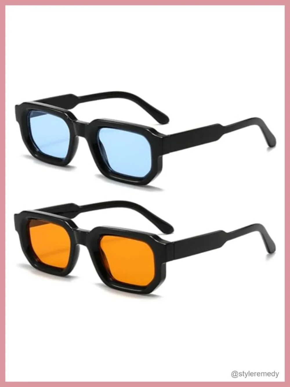 Retro Rectangle Sunglasses - Square Thick Frame UV400 90s Vintage Shades