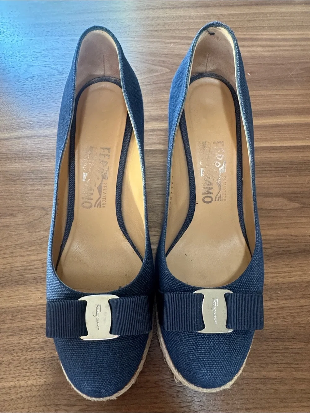 Salvatore Ferragamo denim wedges