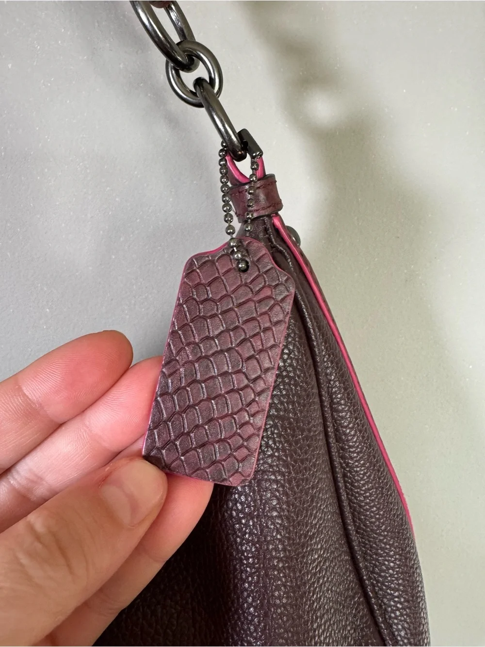 Coach Pebbled Leather Plum Hobo Shoulder Bag F29817