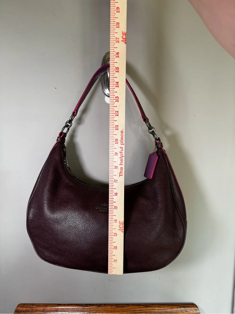 Coach Pebbled Leather Plum Hobo Shoulder Bag F29817
