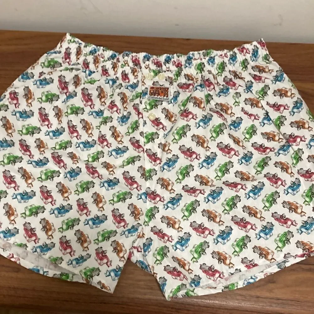 Colori Del Sole NWOT Mens Cotton Boxer Shorts Underwear. Size M. Truck Motif.