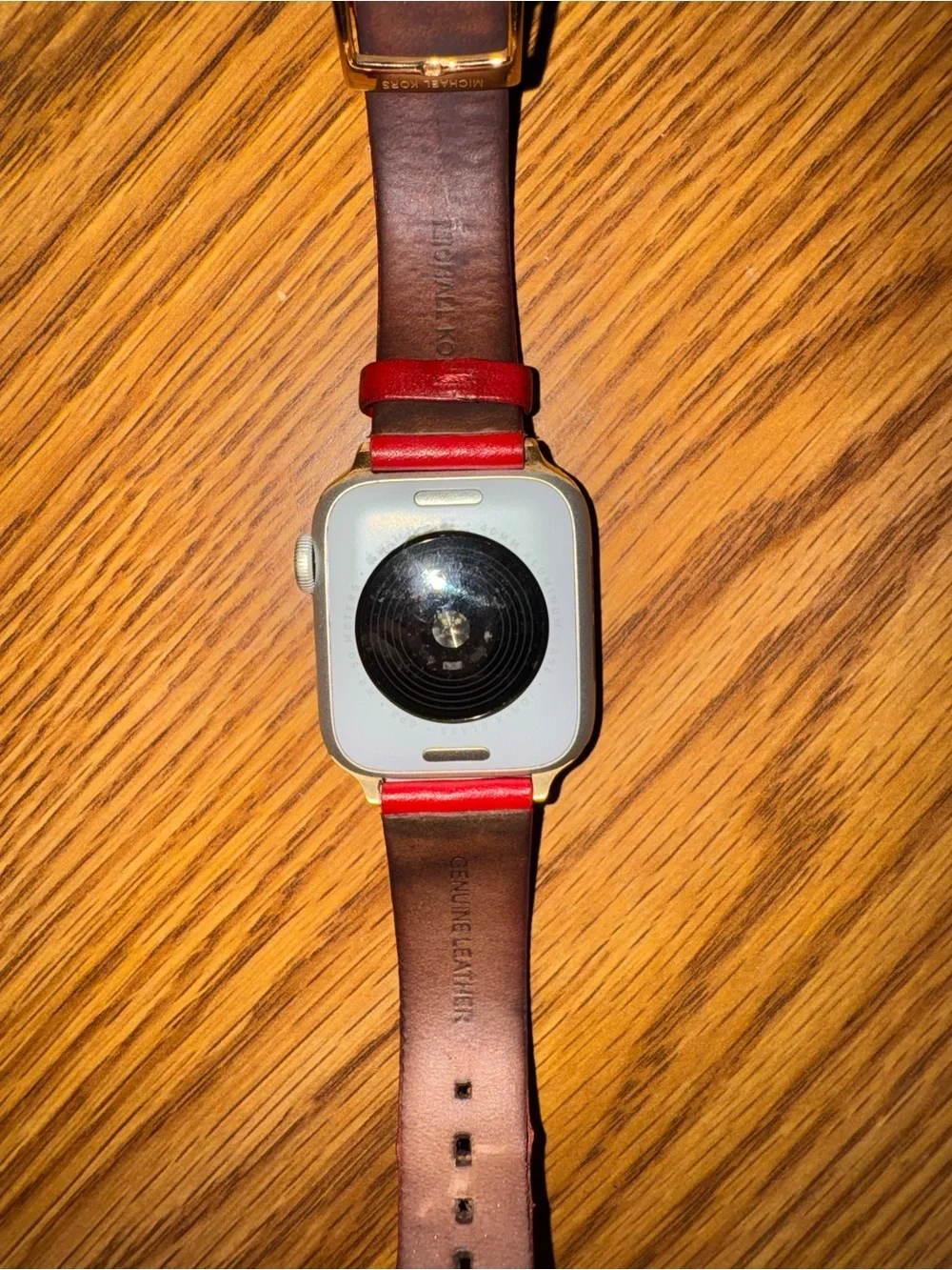 Apple Watch SE 40mm Aluminum Case with Red Michael Kors Leather Strap