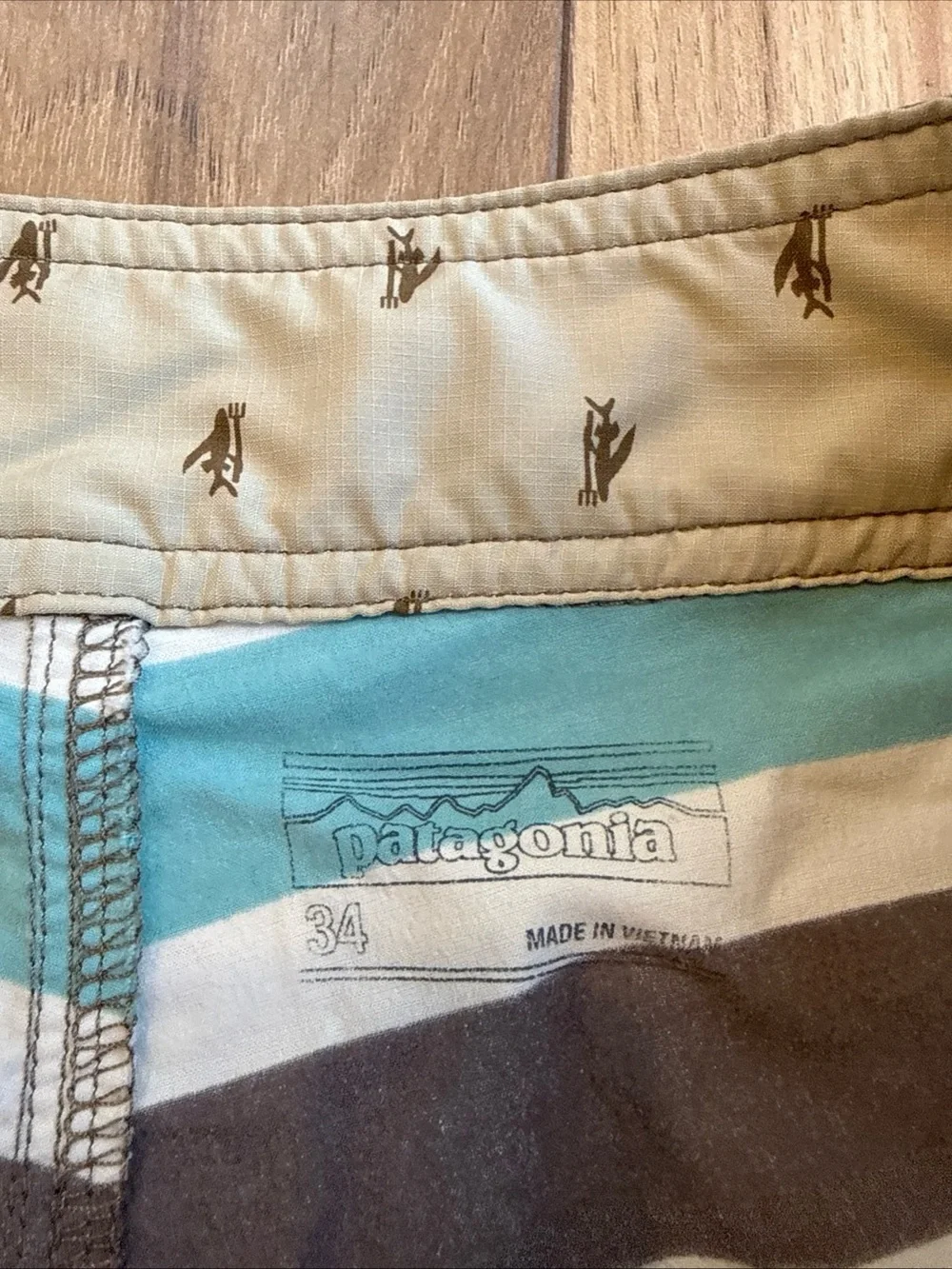 Patagonia Mens Swim Trunks Size 34 Multi Stripe Board Shorts Retro Stretch 7in