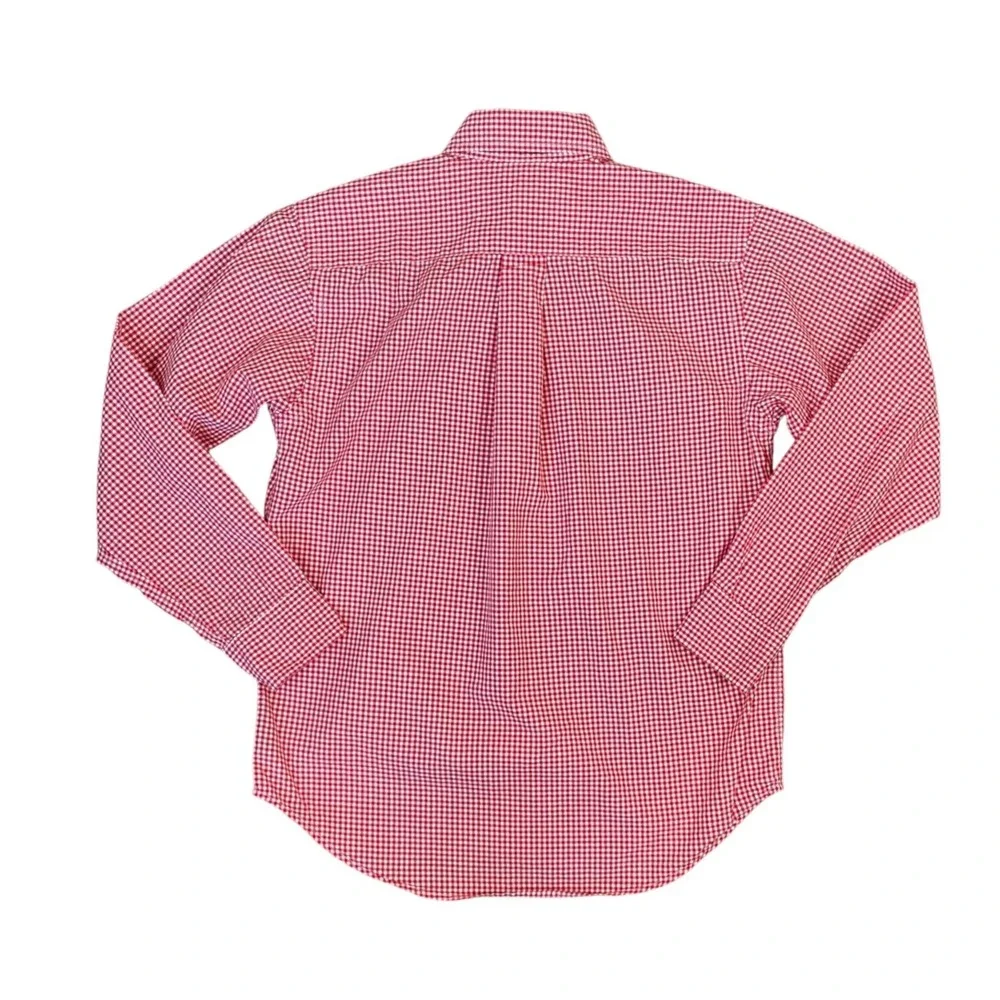 Ralph Lauren Kids Boys Red‎ Gingham Button Down Shirt Size M 12-14 Long Sleeve