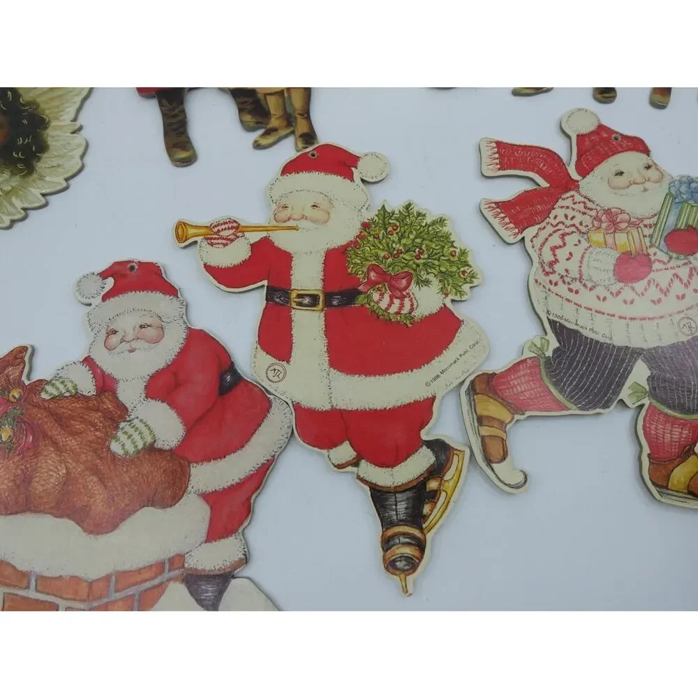VTG Christmas Merrimack Die Cut Ornaments Victorian Style Lot of 14 Angel Santa