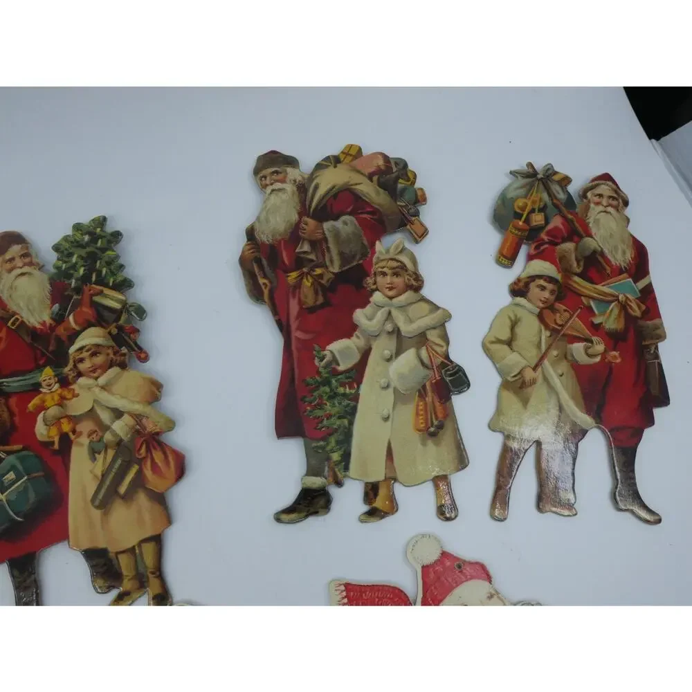 VTG Christmas Merrimack Die Cut Ornaments Victorian Style Lot of 14 Angel Santa