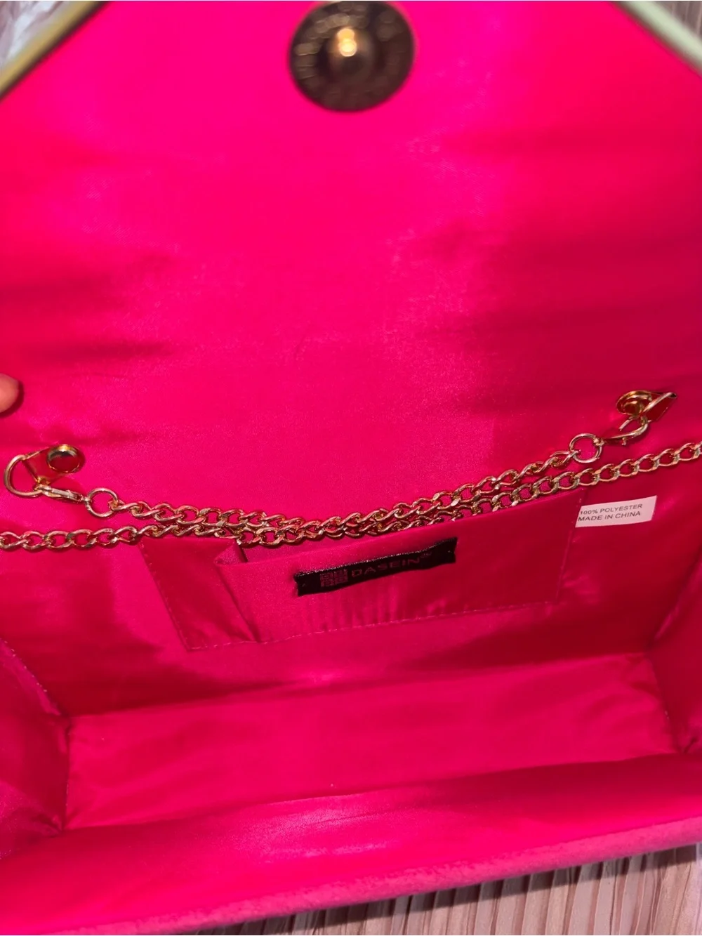 Fuchsia Chain-Handle Envelope Clutch
