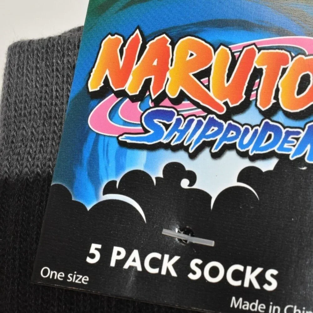 NARUTO SHIPPUDEN 5 PACK SOCKS ONE SIZE FITS NEW WITH TAGS