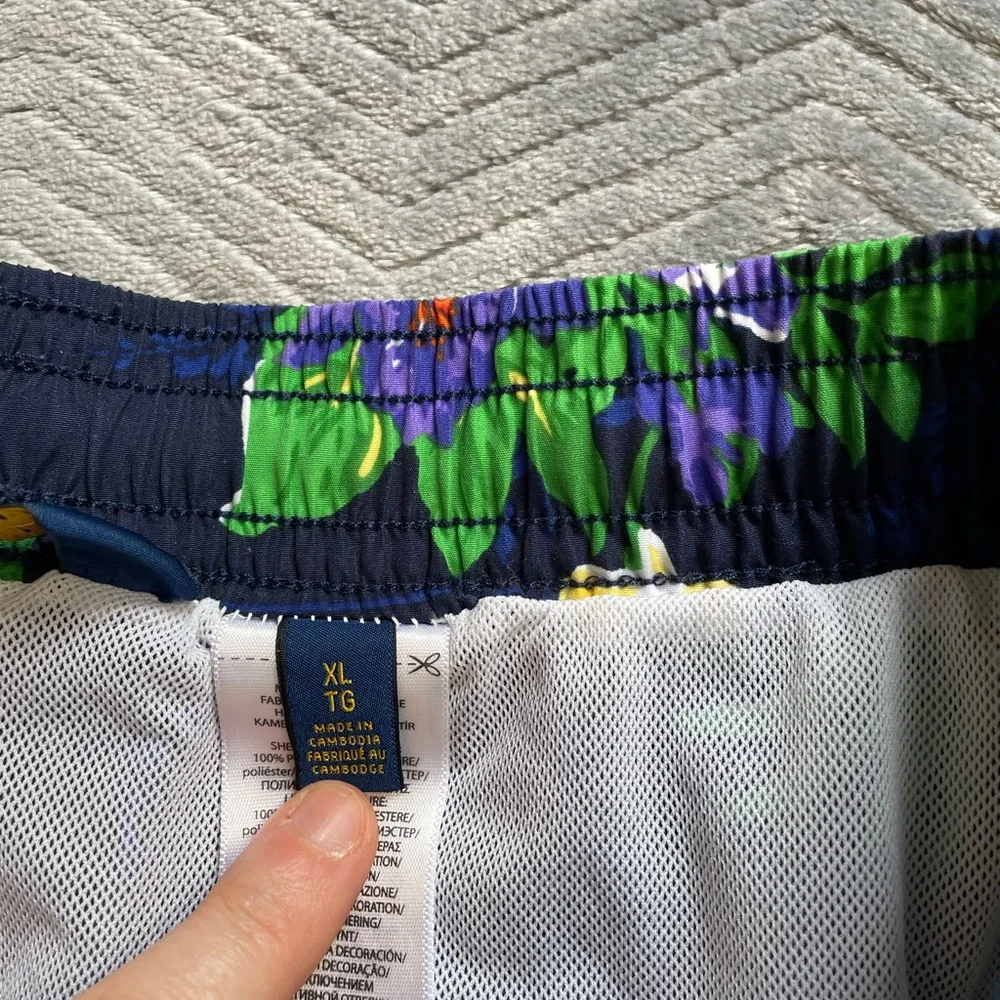 Mens Polo Ralph Lauren Hawaiian Tropical Floral Swim Trunks With Liner XL