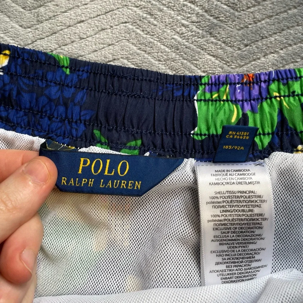 Mens Polo Ralph Lauren Hawaiian Tropical Floral Swim Trunks With Liner XL