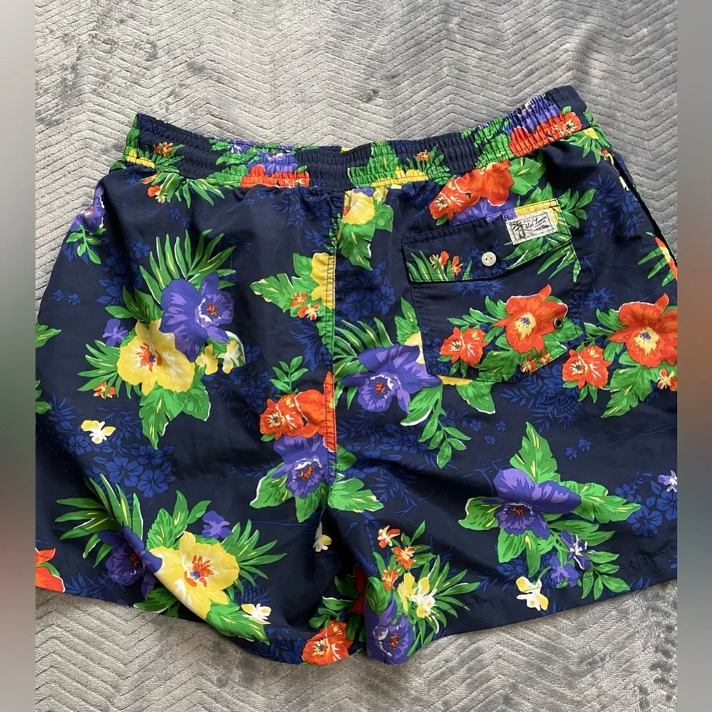 Mens Polo Ralph Lauren Hawaiian Tropical Floral Swim Trunks With Liner XL