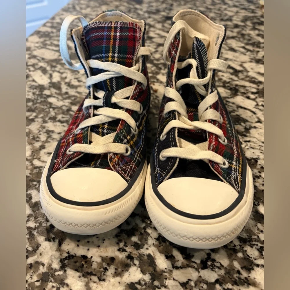 Plaid and camo converse