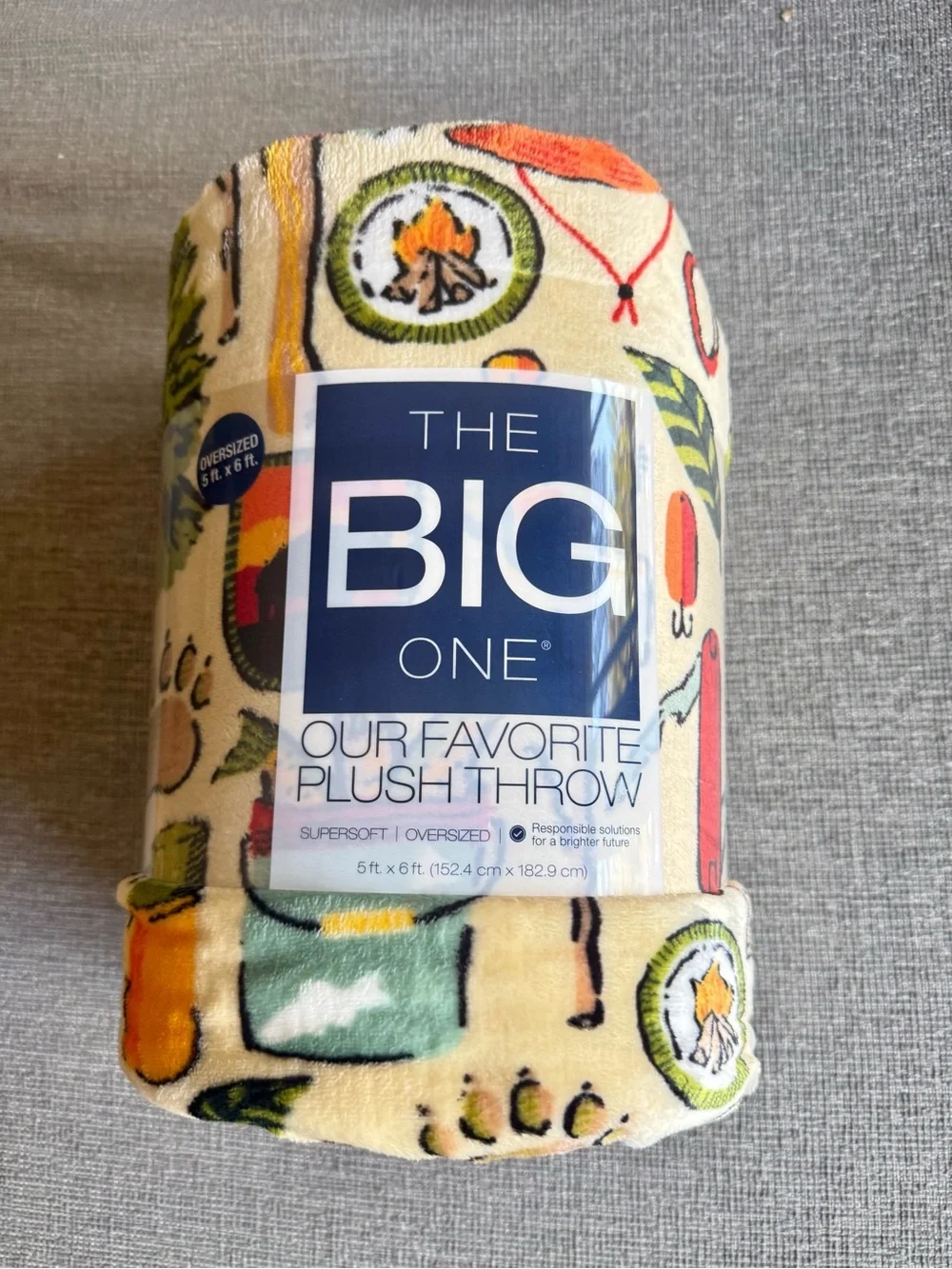 NEW  The Big One Throw Blanket Camping, Bear, Tents, Lodge, Cabin