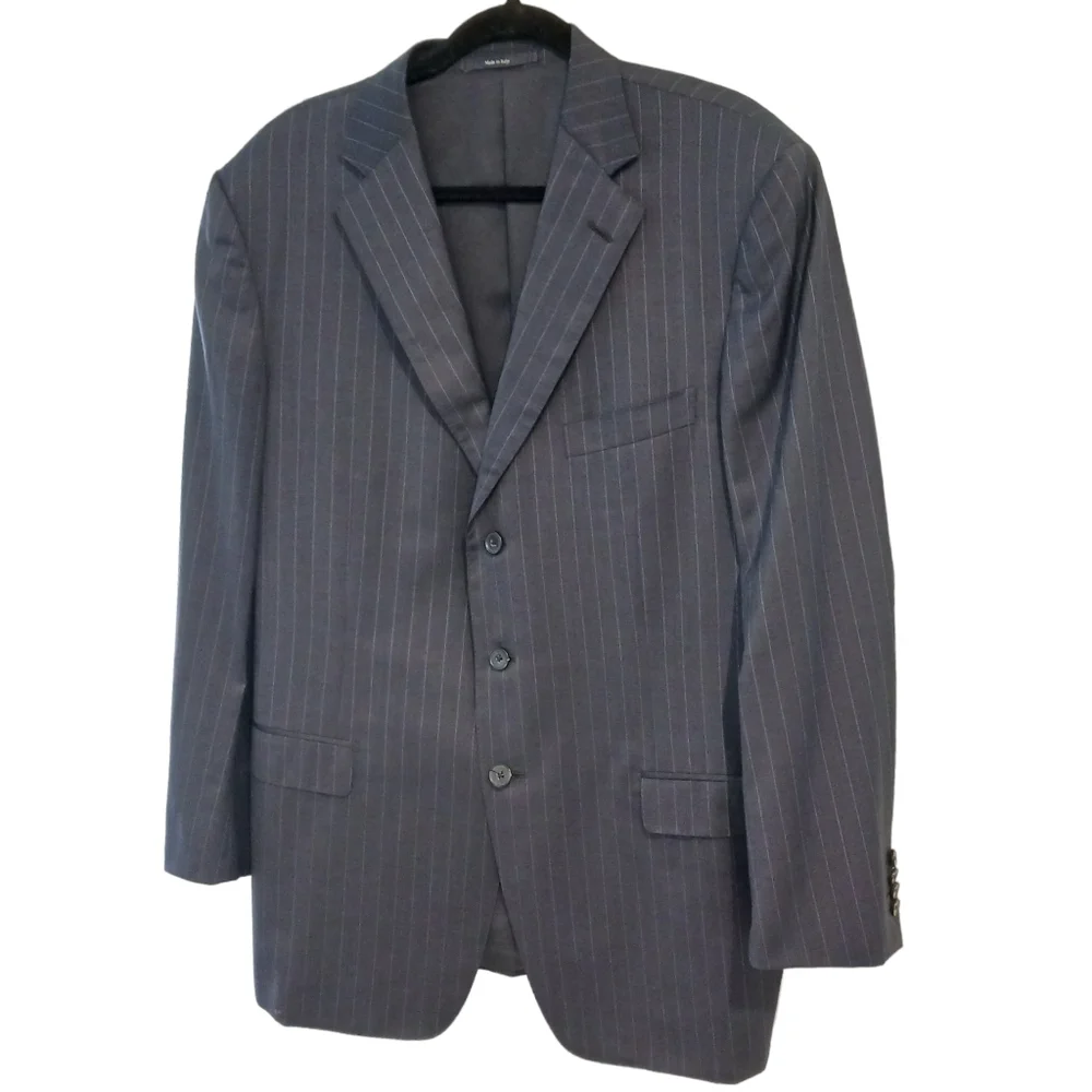XL Ermenegildo Zegna Mens Suit Jacket Striped Traveller Made in Italy Wool Silk