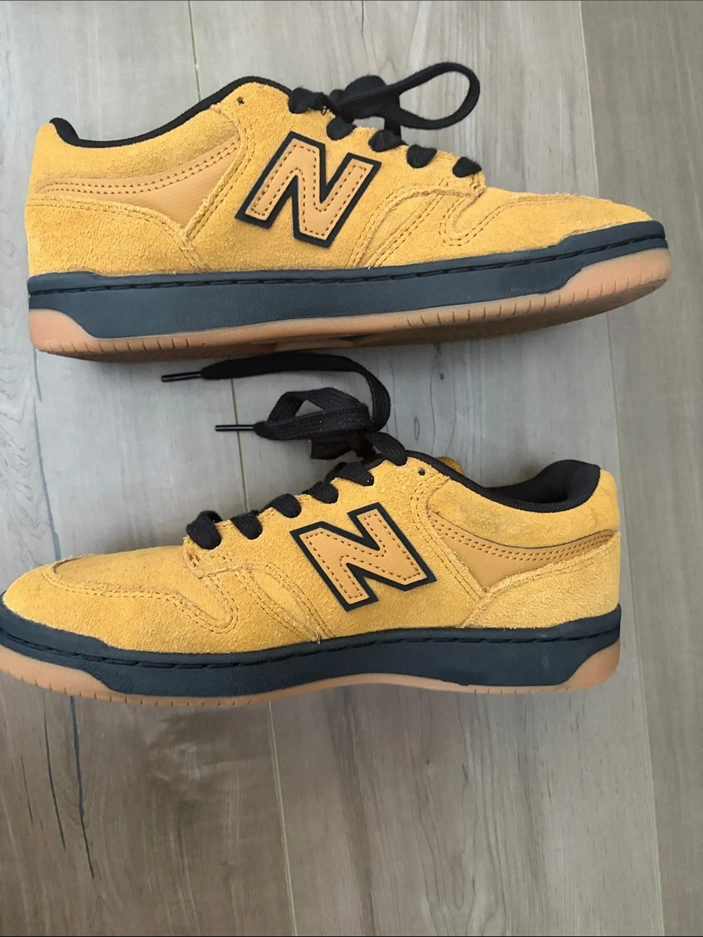 New Balance 480 Tobacco and Black Suede Sneakers