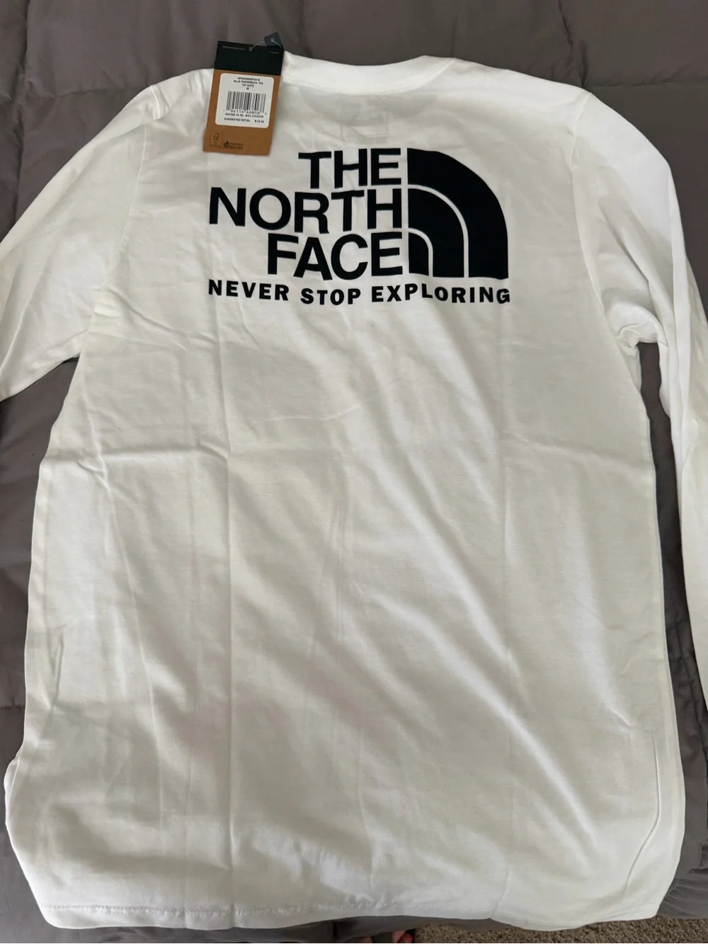 The North Face White Long Sleeve Tee with Black Logo