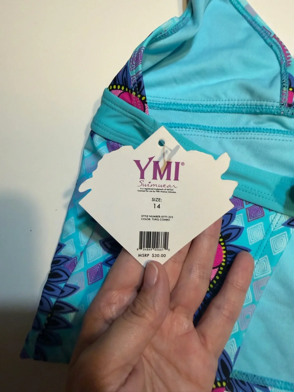 YMI girls 14 halter-style tankini bikini top with matching side-tie bottoms NWT