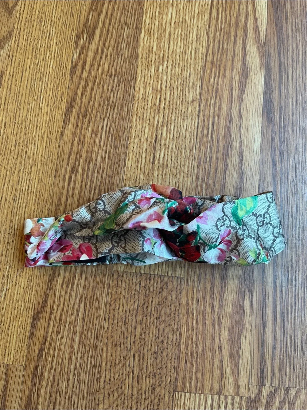 Gucci Blooms GG 100% Silk Floral Print Headband Beige Pink and Green Women’s OS