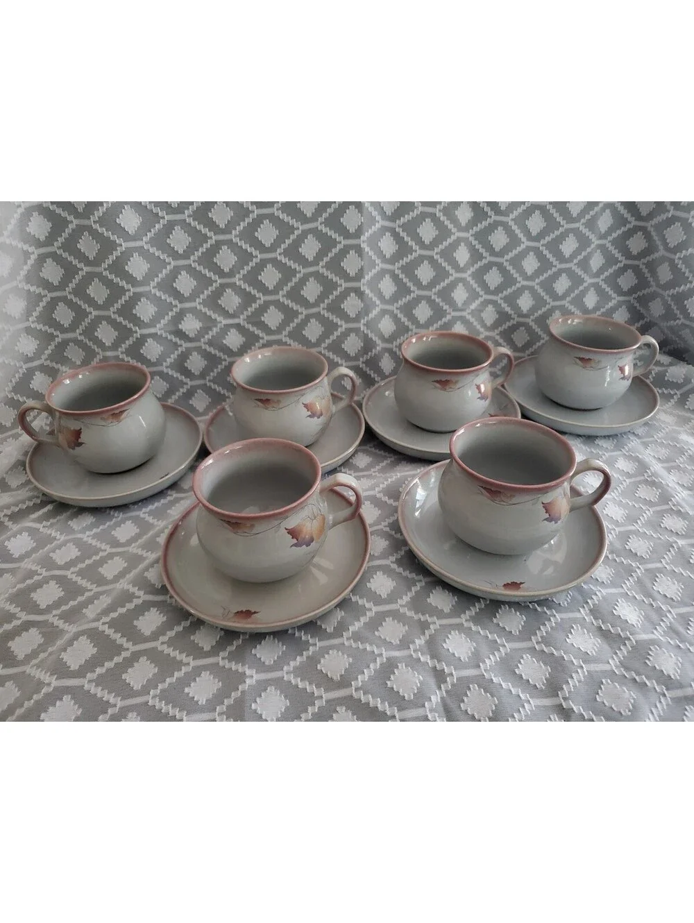 6 Denby Twilight Stoeware Cups/saucers.England