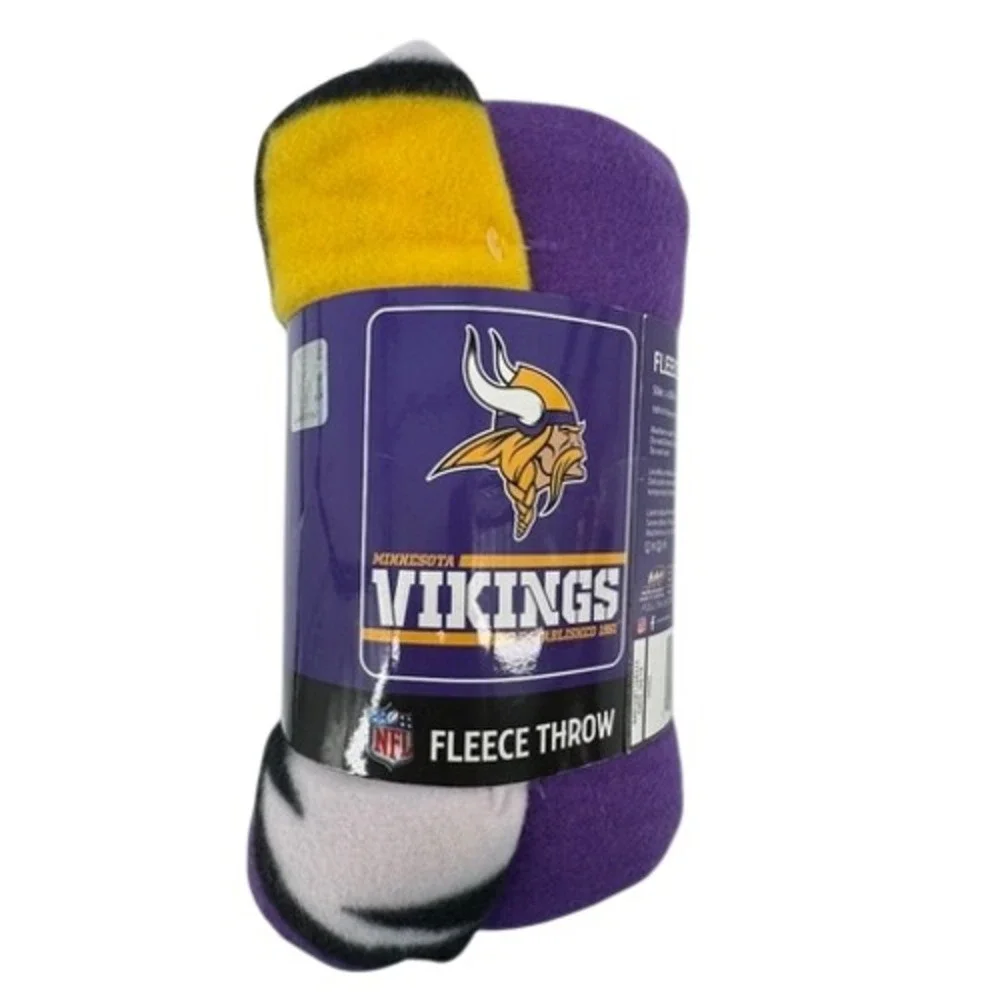 Minnesota Vikings Fleece Throw Blanket 50x60 Purple Gold Logo New NFL