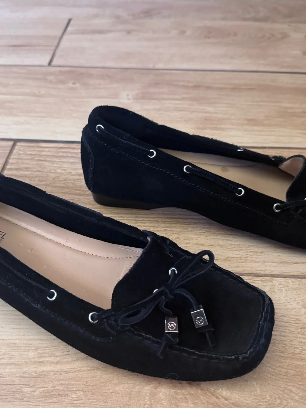 Michael Kors Black Suede Bow Moccasin Loafers