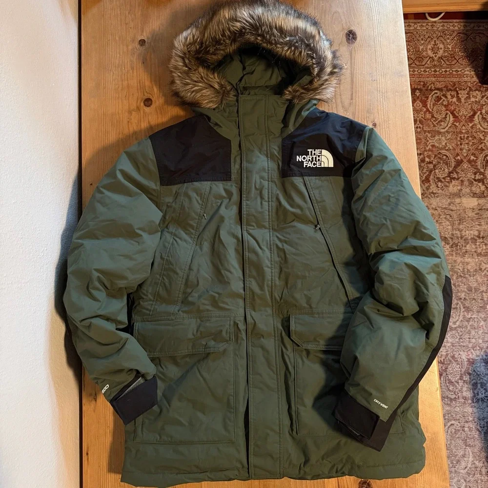 The North Face McMurdo Down Parka Mens Medium Thyme Green 600 Puffer Winter Coat