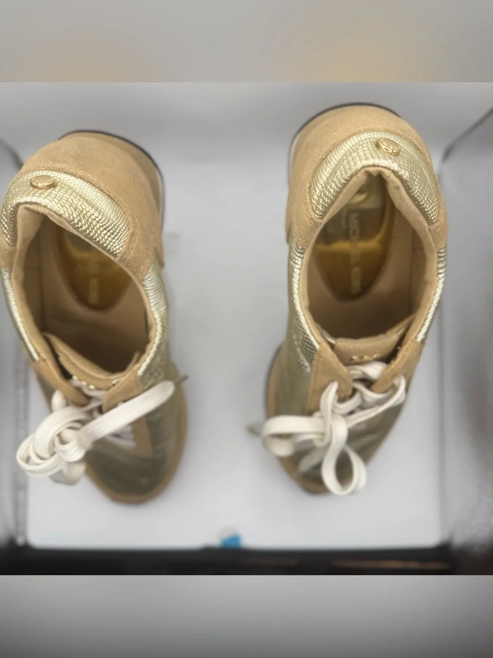 Michael Kors Gold and Tan Women's Lace-Up Sneakers