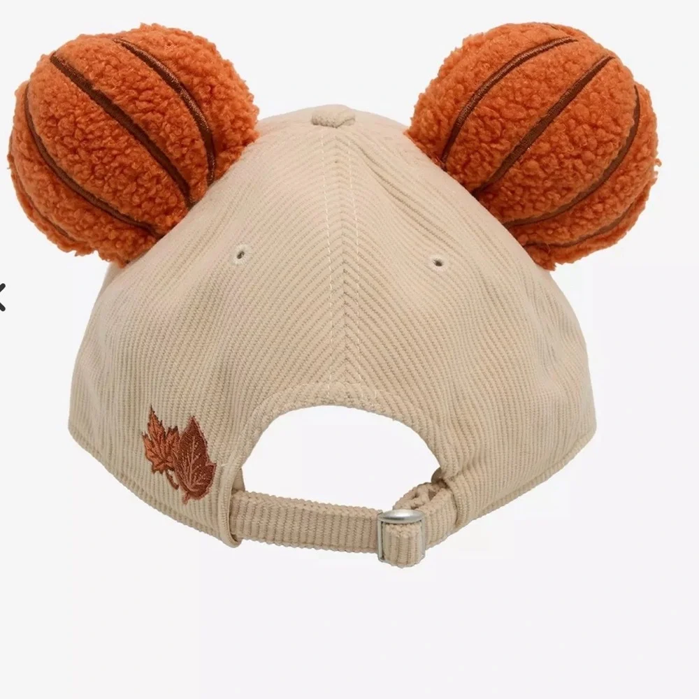 Disney Cream Corduroy Cap with Orange 3D Pumpkin Ears