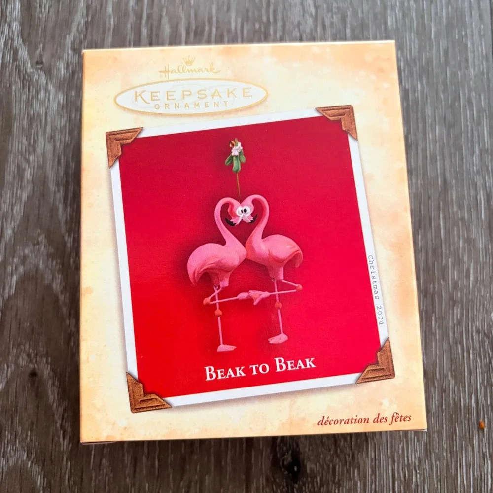 Hallmark Keepsake Ornament 2004 Beak to Beak Pink Flamingos Christmas Decor