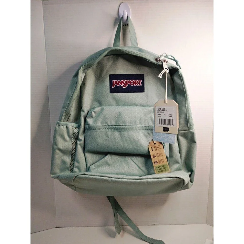 JanSport Green Solid Unisex Kids Backpack Zip, Outer Pockets, Adjustable Straps