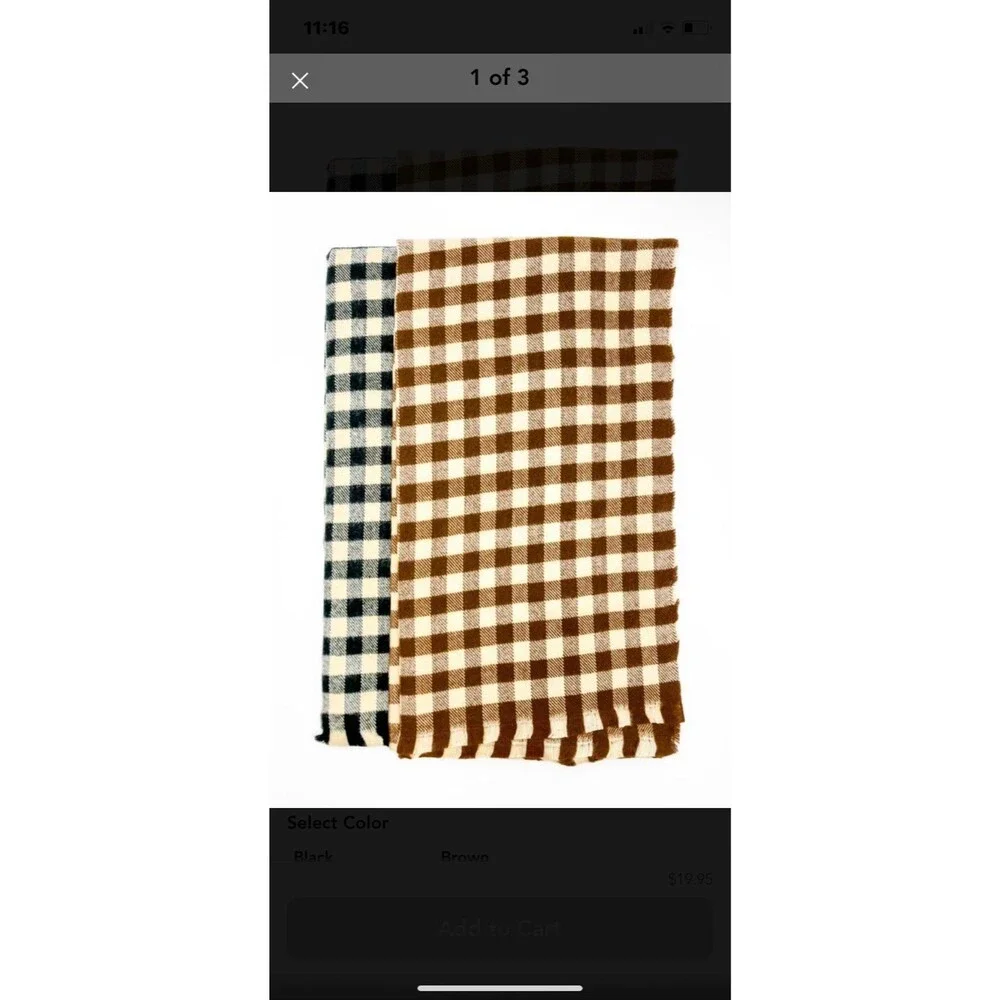 Scarf unisex scarf wrap scarf brown buffalo plaid blanket scarf brown plaid NEW