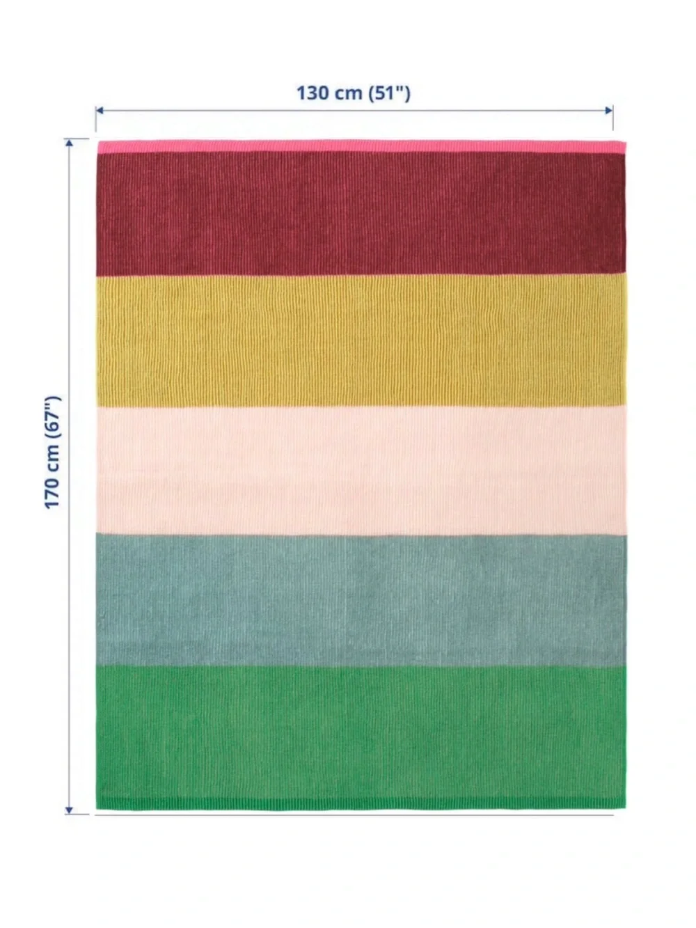 Colorblock Striped Knit Throw Blanket - Pink, Yellow, Cream, Blue, Green