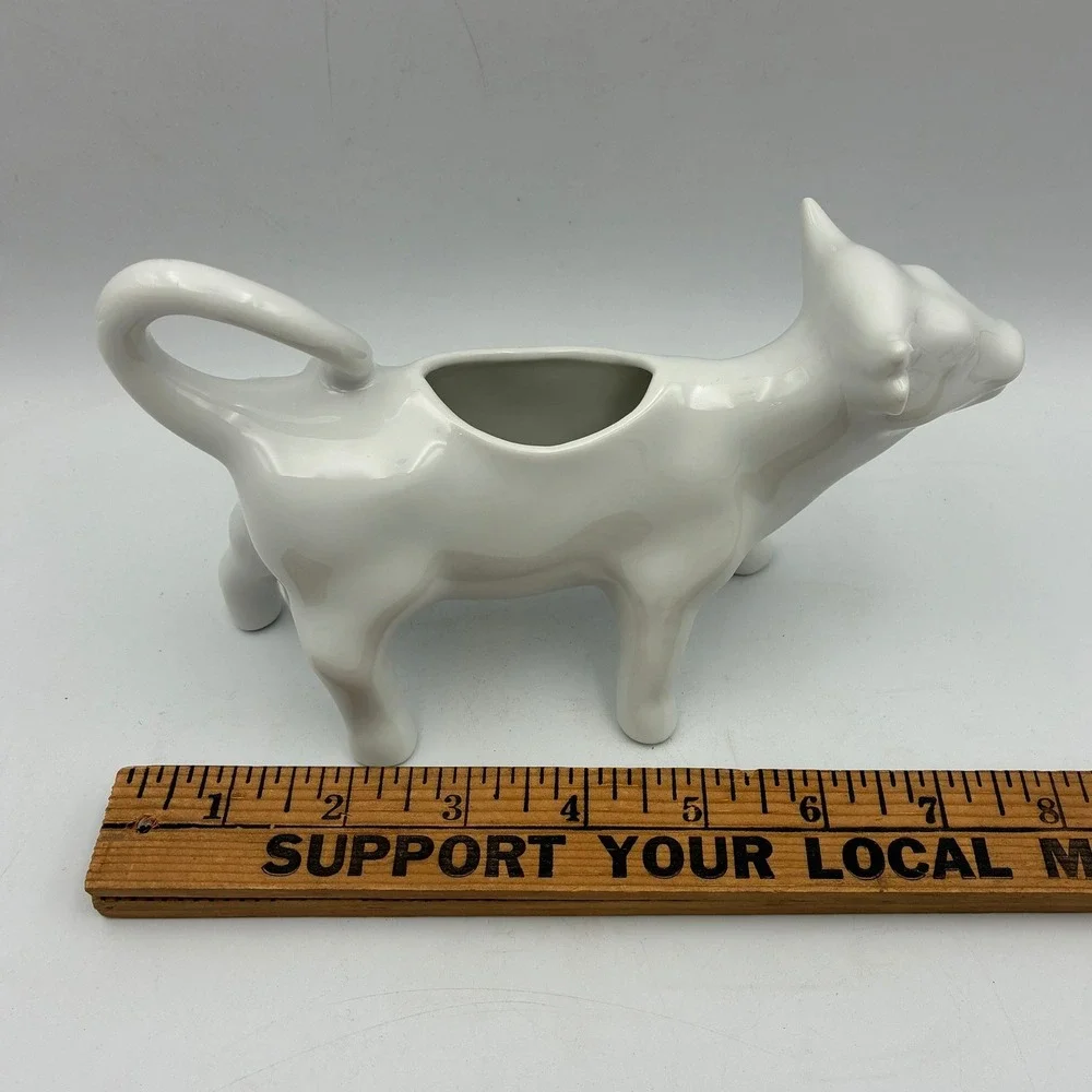 Vintage OMC White Ceramic Cow Creamer Farmhouse Style Porcelain Milk Pitcher