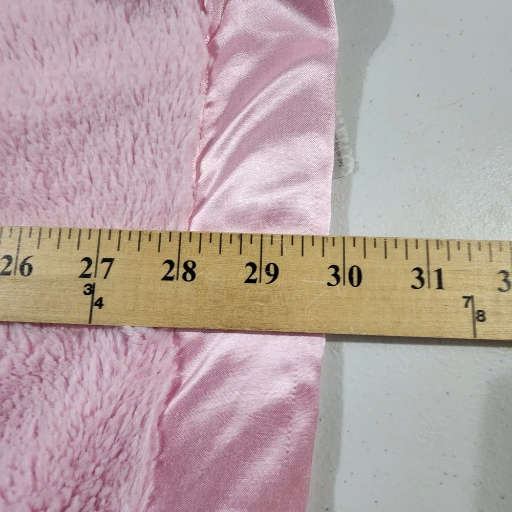 Crown & Ivy Baby Pink Plush Faux Fur Satin Trim Crown Logo Security Blanket