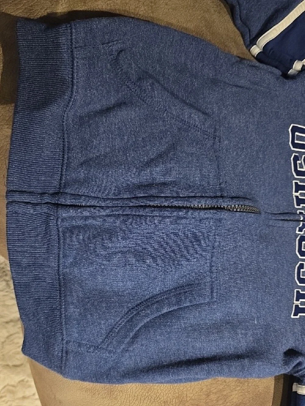 OshKosh B'gosh Heather Navy Zip Hoodie with White Stripes